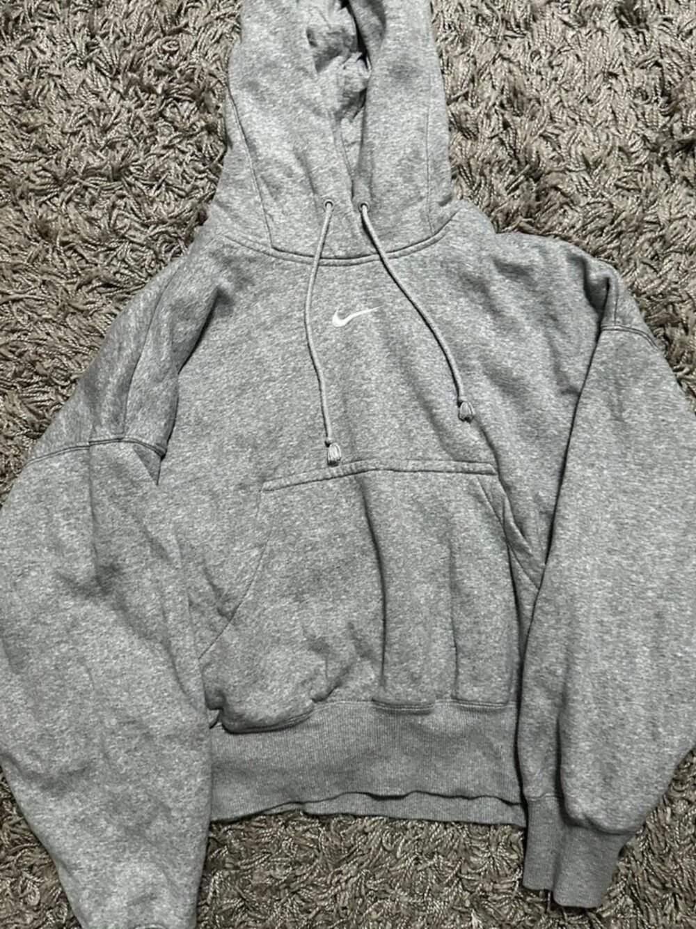 Women’s Gray Nike Center Swoosh Pull over Oversized Hoodie Size XS Like New